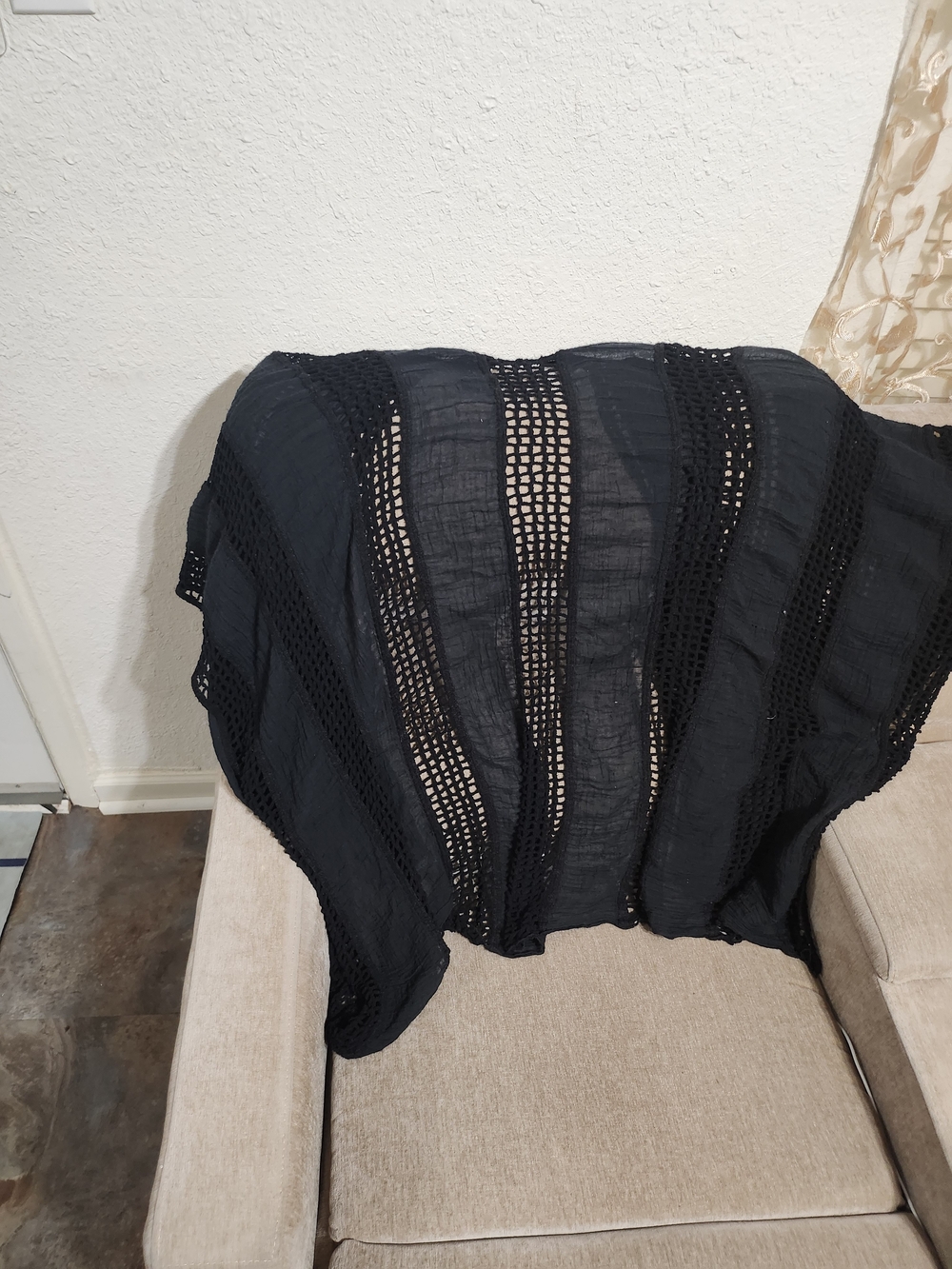 Black Open-Weave Throw Blanket - Home Accents
